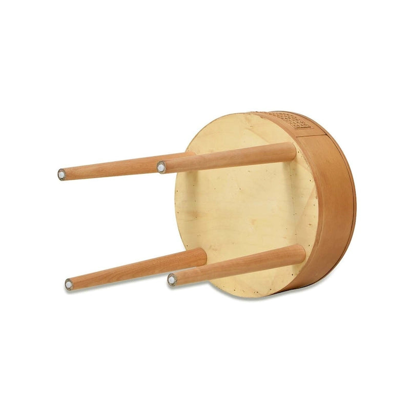 Table d'appoint de rangement ronde en rotin avec tiroir, chêne brun – Simple