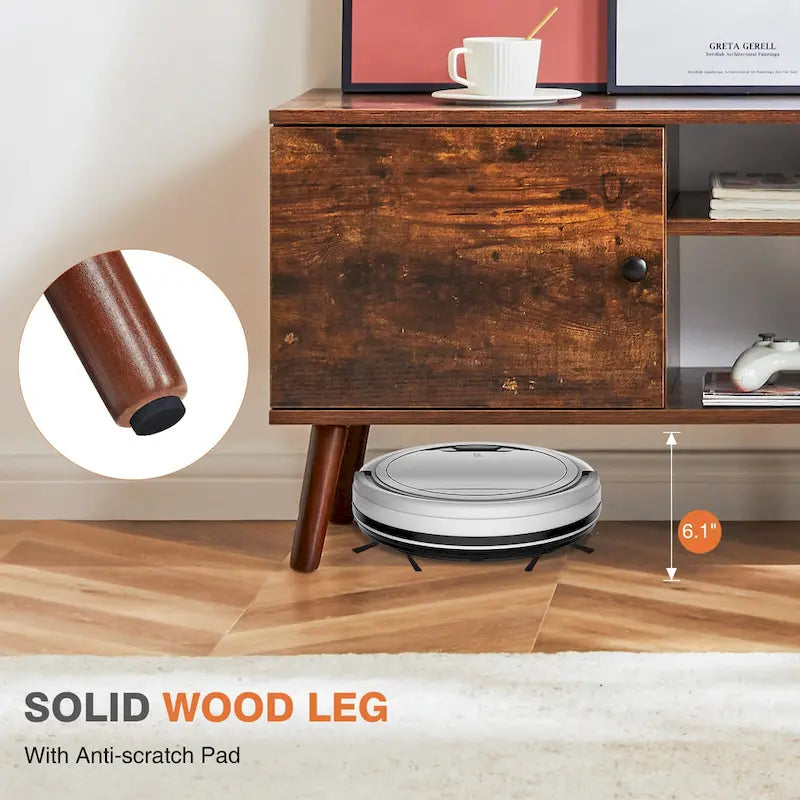 Meuble TV noir avec 2 placards et étagère réglable – Convient aux téléviseurs jusqu'à 60 po