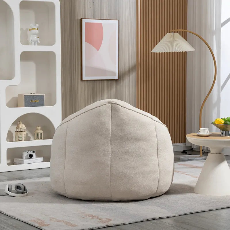 Fauteuil d'appoint en microfibre beige avec pouf – 1 place
