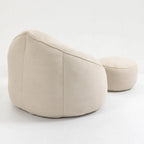 Fauteuil d'appoint en microfibre beige avec pouf – 1 place