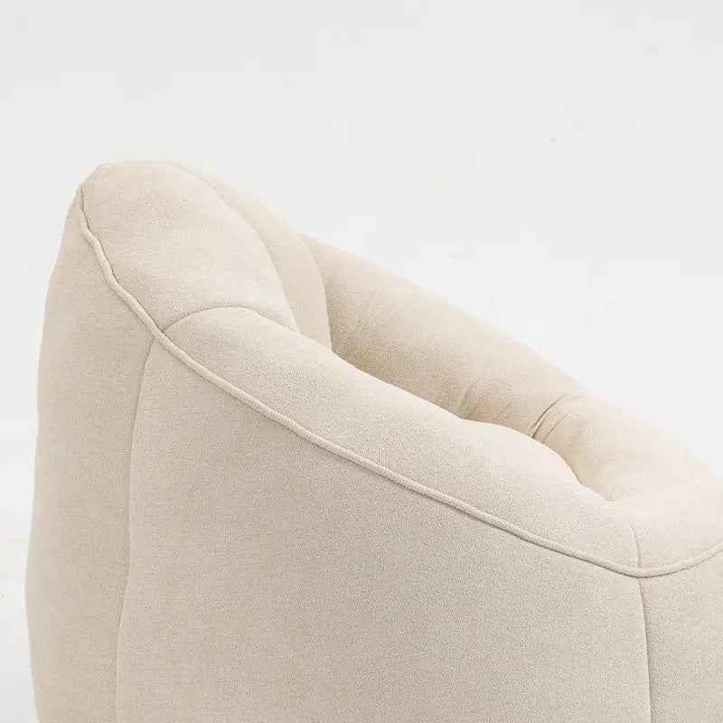 Fauteuil d'appoint en microfibre beige avec pouf – 1 place