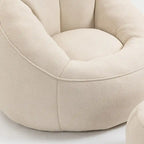 Fauteuil d'appoint en microfibre beige avec pouf – 1 place