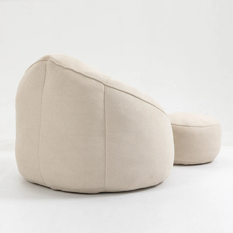 Fauteuil d'appoint en microfibre beige avec pouf – 1 place