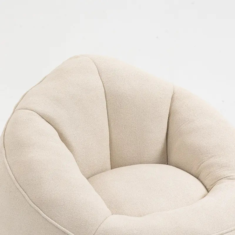 Fauteuil d'appoint en microfibre beige avec pouf – 1 place
