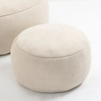 Fauteuil d'appoint en microfibre beige avec pouf – 1 place