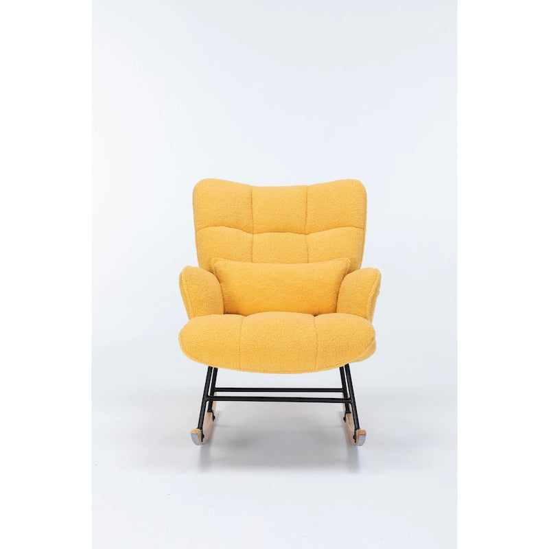 Fauteuil à bascule cabriolet en tissu bouclette jaune – 1 personne