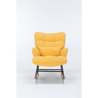 Fauteuil à bascule cabriolet en tissu bouclette jaune – 1 personne