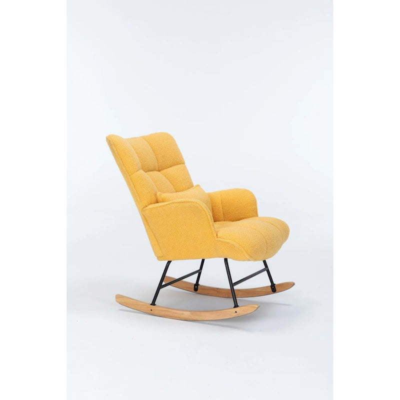 Fauteuil à bascule cabriolet en tissu bouclette jaune – 1 personne