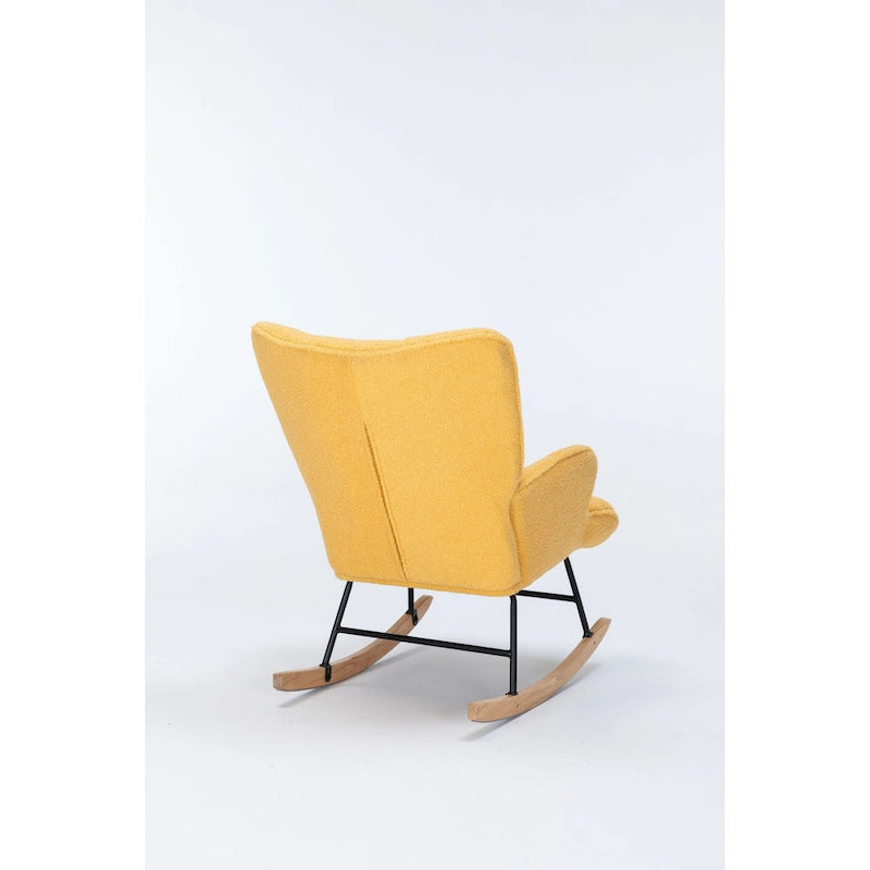 Fauteuil à bascule cabriolet en tissu bouclette jaune – 1 personne