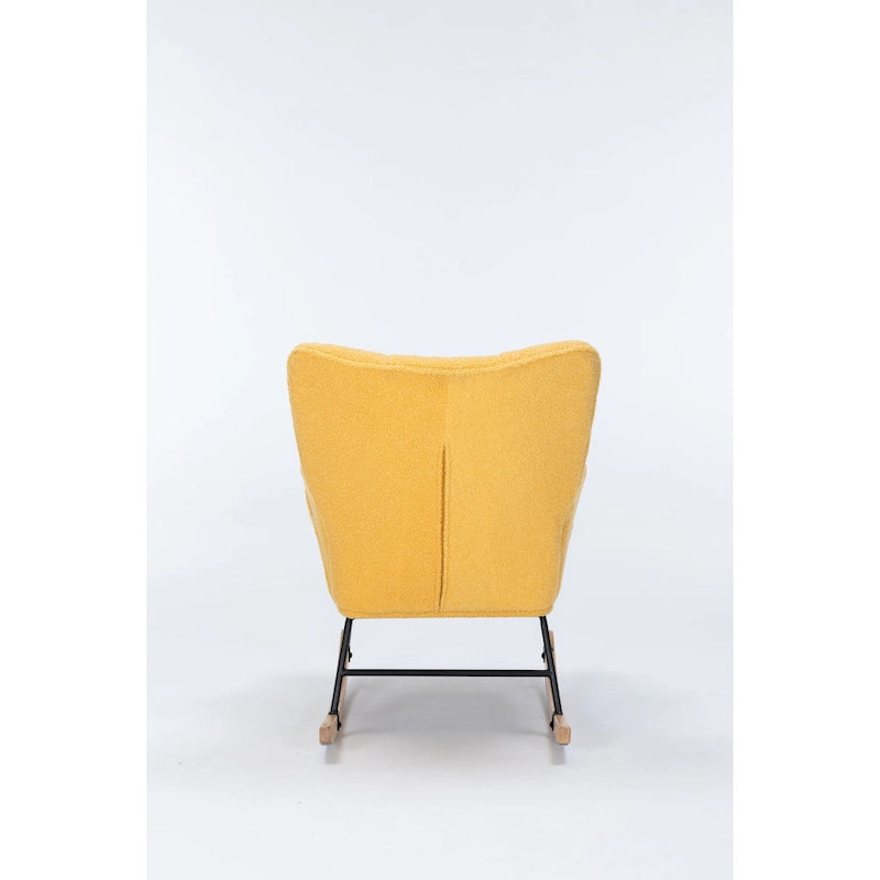 Fauteuil à bascule cabriolet en tissu bouclette jaune – 1 personne