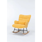 Fauteuil à bascule cabriolet en tissu bouclette jaune – 1 personne