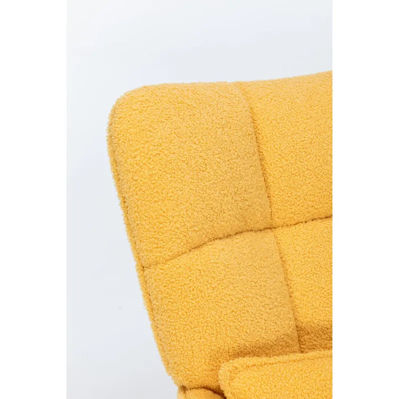 Fauteuil à bascule cabriolet en tissu bouclette jaune – 1 personne