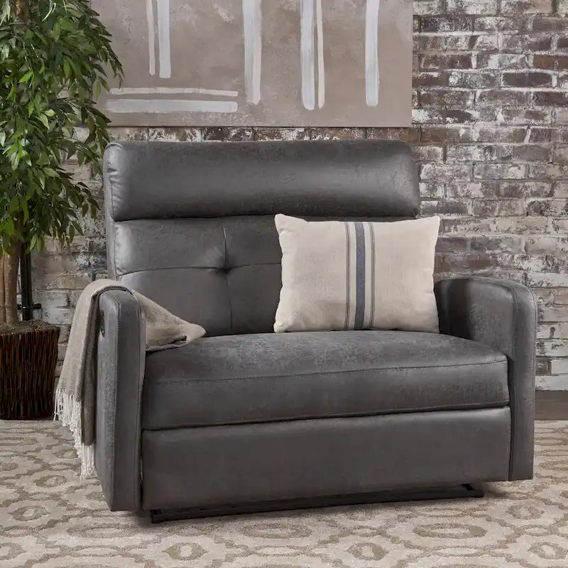 Causeuse inclinable à deux places en microfibre ardoise avec coussins moelleux – 2 personnes