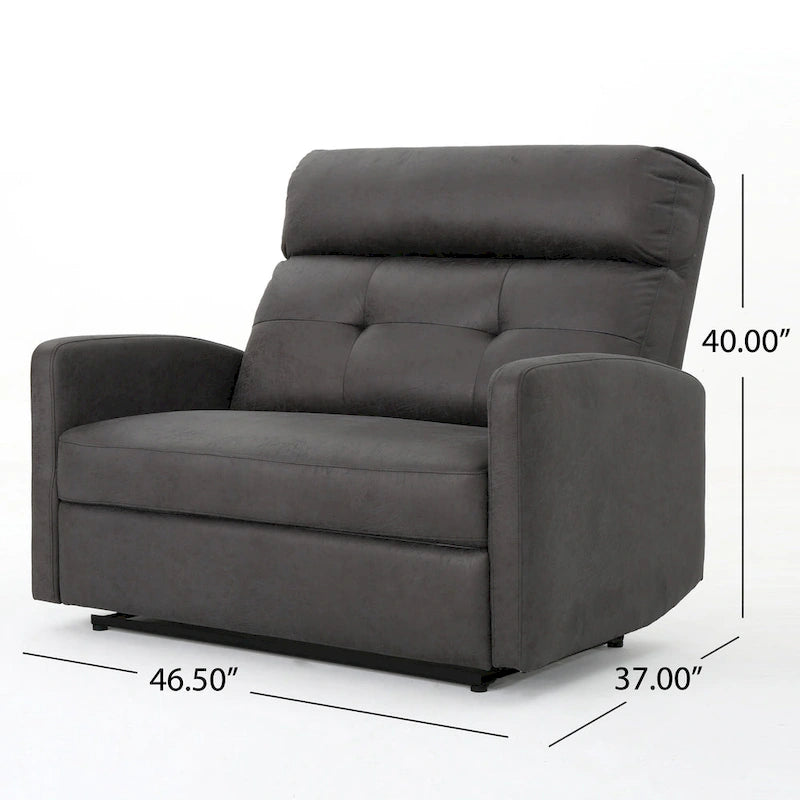 Causeuse inclinable à deux places en microfibre ardoise avec coussins moelleux – 2 personnes