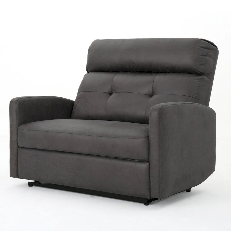 Causeuse inclinable à deux places en microfibre ardoise avec coussins moelleux – 2 personnes