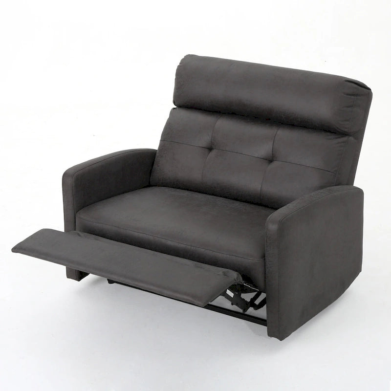 Causeuse inclinable à deux places en microfibre ardoise avec coussins moelleux – 2 personnes