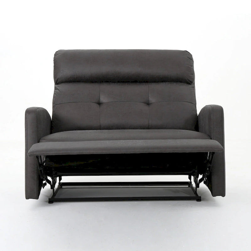 Causeuse inclinable à deux places en microfibre ardoise avec coussins moelleux – 2 personnes