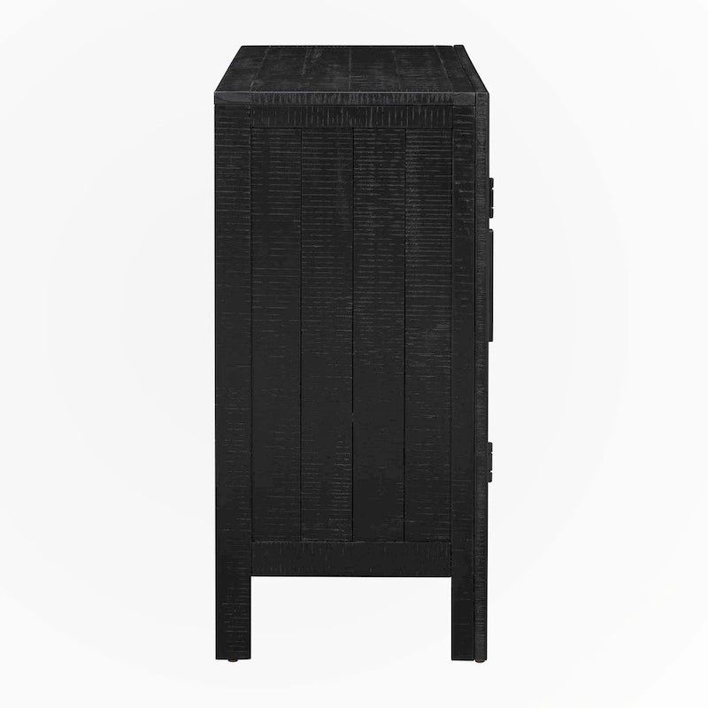 Meuble de rangement d'appoint noir en MDF, style vintage, avec 2 portes et étagère réglable – Unité individuelle
