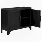 Meuble de rangement d'appoint noir en MDF, style vintage, avec 2 portes et étagère réglable – Unité individuelle