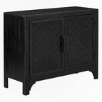 Meuble de rangement d'appoint noir en MDF, style vintage, avec 2 portes et étagère réglable – Unité individuelle