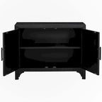 Meuble de rangement d'appoint noir en MDF, style vintage, avec 2 portes et étagère réglable – Unité individuelle