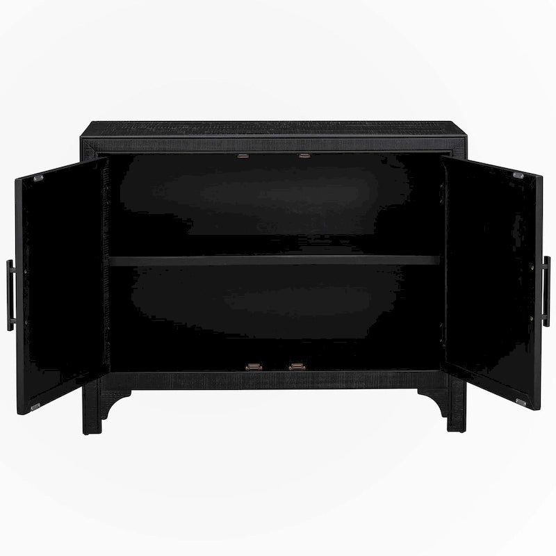 Meuble de rangement d'appoint noir en MDF, style vintage, avec 2 portes et étagère réglable – Unité individuelle