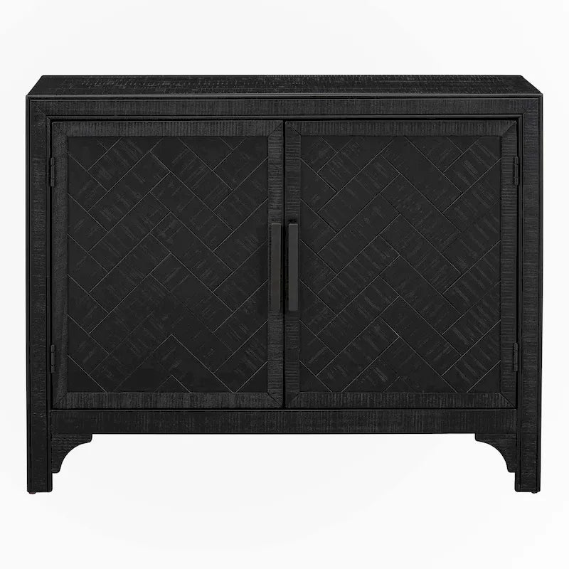 Meuble de rangement d'appoint noir en MDF, style vintage, avec 2 portes et étagère réglable – Unité individuelle