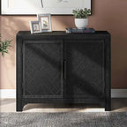Meuble de rangement d'appoint noir en MDF, style vintage, avec 2 portes et étagère réglable – Unité individuelle