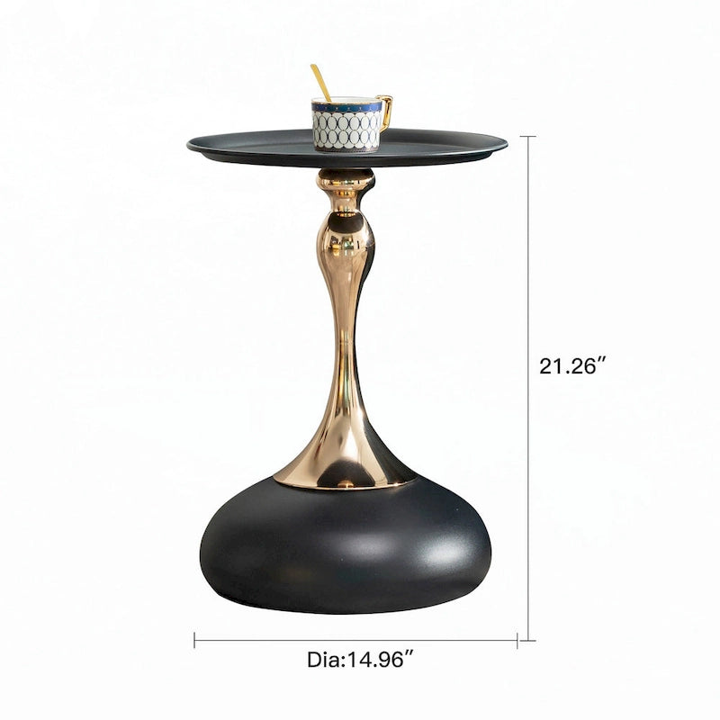 Table d'appoint ronde en métal noir et or – Simple