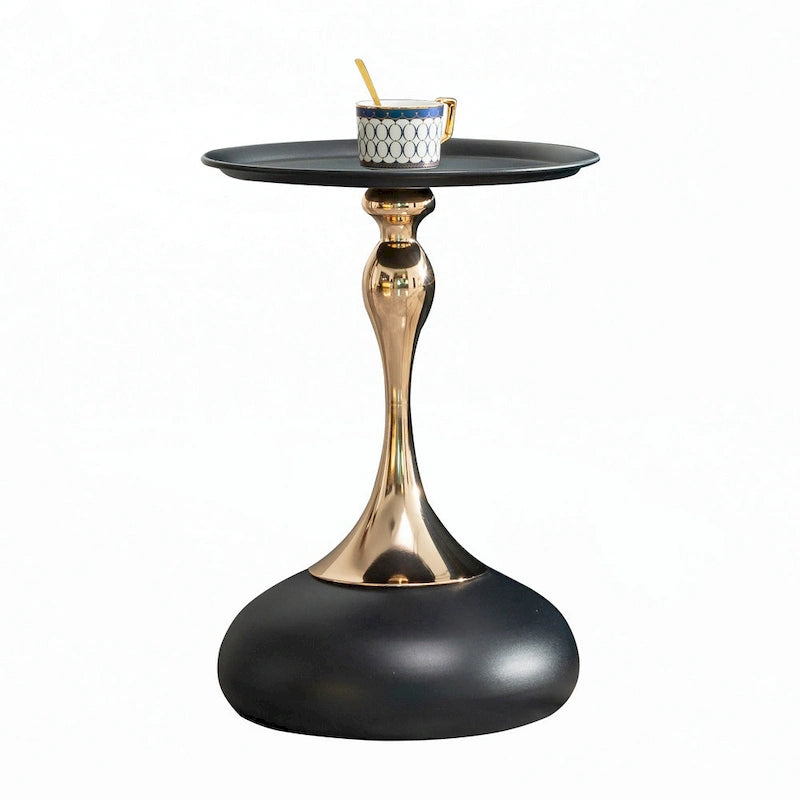 Table d'appoint ronde en métal noir et or – Simple