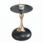 Table d'appoint ronde en métal noir et or – Simple