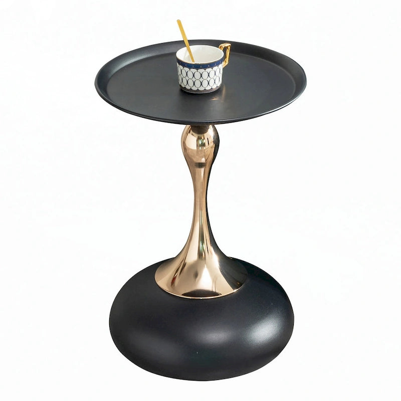 Table d'appoint ronde en métal noir et or – Simple