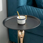 Table d'appoint ronde en métal noir et or – Simple