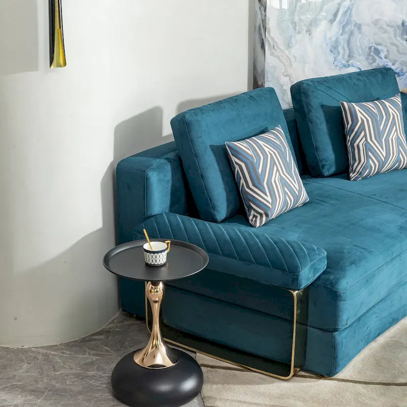 Table d'appoint ronde en métal noir et or – Simple