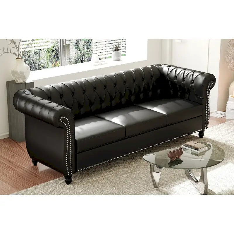 Naro Mid-Century 84 Modern 3 Seater Chesterfield Sofa Couches by Christopher Knight Home