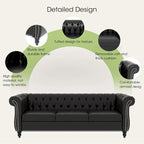 Canapé Chesterfield 3 places en similicuir noir / marron foncé / marron de style Mid-Century