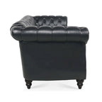 Canapé Chesterfield 3 places en similicuir noir / marron foncé / marron de style Mid-Century