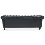 Canapé Chesterfield 3 places en similicuir noir / marron foncé / marron de style Mid-Century