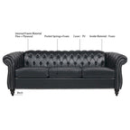 Canapé Chesterfield 3 places en similicuir noir / marron foncé / marron de style Mid-Century