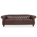 Canapé Chesterfield 3 places en similicuir noir / marron foncé / marron de style Mid-Century