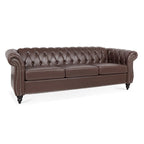 Canapé Chesterfield 3 places en similicuir noir / marron foncé / marron de style Mid-Century