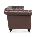 Canapé Chesterfield 3 places en similicuir noir / marron foncé / marron de style Mid-Century