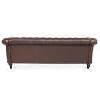 Canapé Chesterfield 3 places en similicuir noir / marron foncé / marron de style Mid-Century