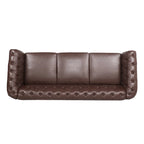 Canapé Chesterfield 3 places en similicuir noir / marron foncé / marron de style Mid-Century