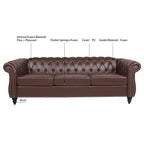 Canapé Chesterfield 3 places en similicuir noir / marron foncé / marron de style Mid-Century