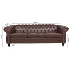 Canapé Chesterfield 3 places en similicuir noir / marron foncé / marron de style Mid-Century