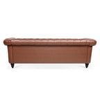 Canapé Chesterfield 3 places en similicuir noir / marron foncé / marron de style Mid-Century