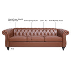 Canapé Chesterfield 3 places en similicuir noir / marron foncé / marron de style Mid-Century