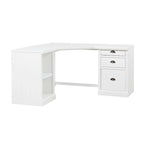 Bureau de direction en L blanc avec 3 tiroirs et 2 étagères ouvertes – Simple