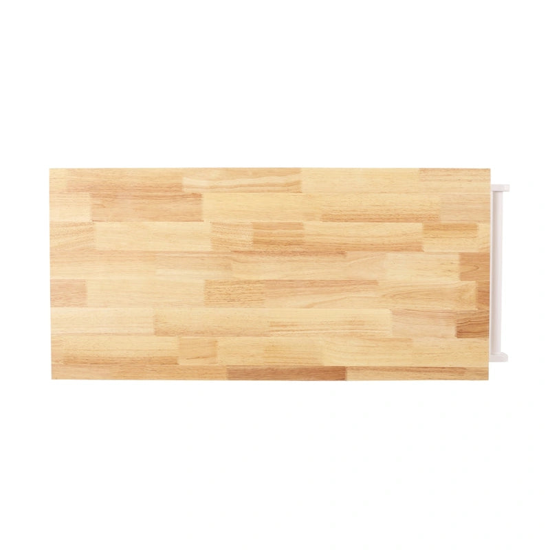 Desserte de cuisine roulante blanche avec plateau en bois d'hévéa, 3 étagères, placard et tiroir – Unité individuelle